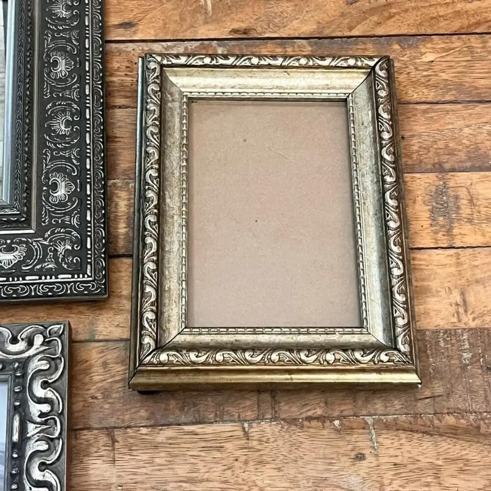 Ornate Pewter Picture Frames Set Of 3 Different Sizes